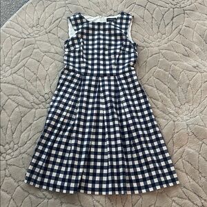 Liz Claiborne Blue and White Gingham Midi Dress